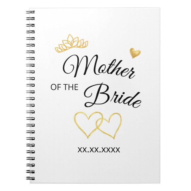 Caderno Espiral Papel da Festa de Casamento & Data Design Elegante (Frente)