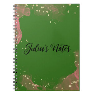 Caderno Espiral Papel de carta de nome pessoal, cor-de-rosa e verd