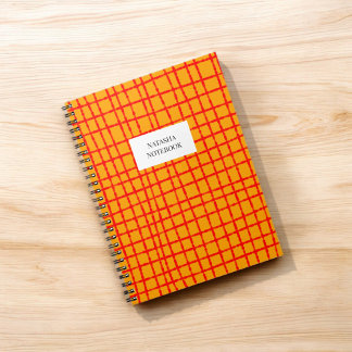 Caderno Espiral Papel de Carta de Notebook de Verificação Laranja 