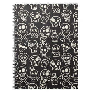 Caderno Espiral Papel de parede branco preto esmaecido