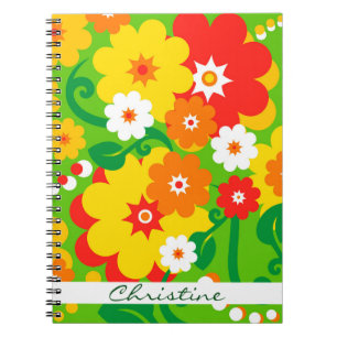 Caderno Espiral Papel de parede de energia de flor engraçado + sua