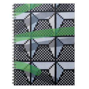 Caderno Espiral Papel de parede em preto, verde e preto