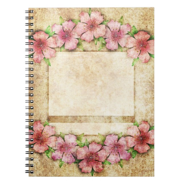 Caderno Espiral Papel de parede floral antigo (Frente)