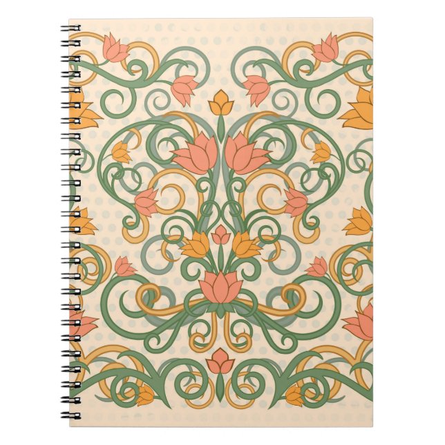 Caderno Espiral Papel de parede floral ao estilo art nouveau, Vint (Frente)