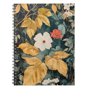 Caderno Espiral Papel de parede floral, padrão floral estilo botân