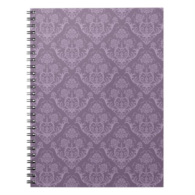 Caderno Espiral Papel de parede floral roxo (Frente)