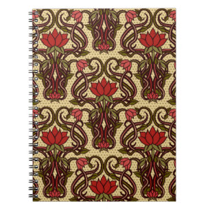 Caderno Espiral Papel de parede floral sem costura no estilo art n