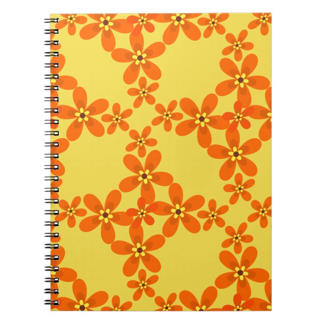 Caderno Espiral papel de parede retrô laranja 1970 (Frente)