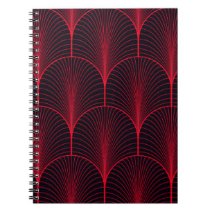 Caderno Espiral Papel de parede sem costura, vermelho e preto