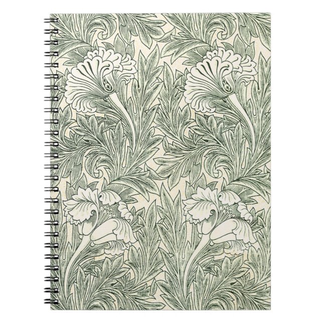 Caderno Espiral Papel de Parede Tulipa Clássico Verde de William M (Frente)