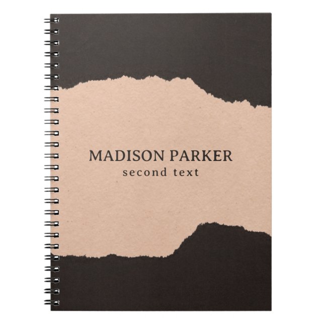 Caderno Espiral Papel preto e bege (Frente)