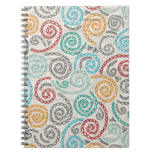 Caderno Espiral Papel rumpled rico do bordado