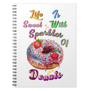 Caderno Espiral Papelaria da Vida é Doce Com Faíscas de Donuts