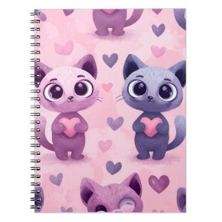 Caderno Espiral Papelaria de Gatinho Fofo Desenho de Gato Kawaii A