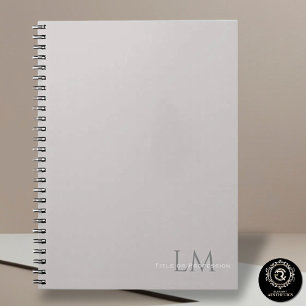 Caderno Espiral Papelaria Monograma Cinza Taupe Moderno