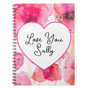 Caderno Espiral Papoula Vermelha Papoulas Flor Floral Aquarela Esp