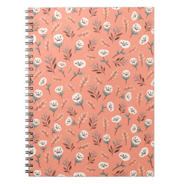 Caderno Espiral Papoulas Brancas em Capa Vermelha Vibrante