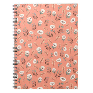Caderno Espiral Papoulas Brancas em Capa Vermelha Vibrante