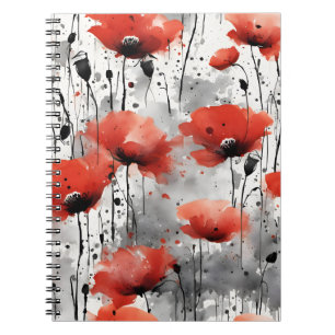 Caderno Espiral Papoulas - Flores de aquarela