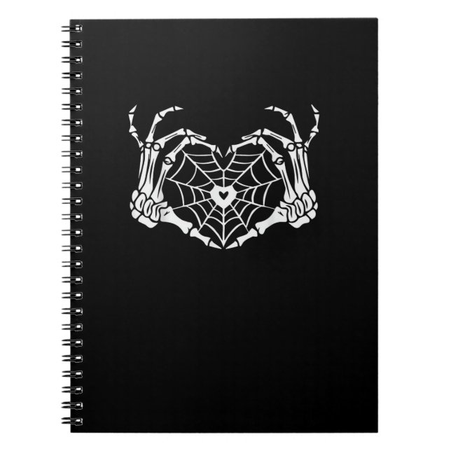 Caderno Espiral Par Cobweb do Halloween do Skeleton Heart Spiderwe (Frente)