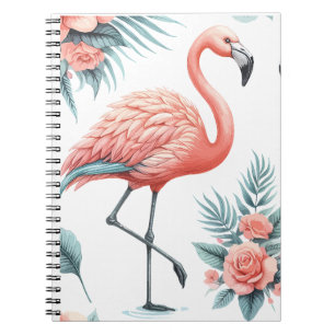 Caderno Espiral Par de Flamingos Tropicais