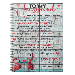 Caderno Espiral Para a minha letra de marido   Flamingo Bonito Pre