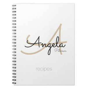 Caderno Espiral Para Chef Recebe Branco Moderno Monograma