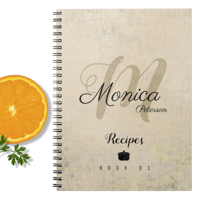 Caderno Espiral Para Chef Recebe um monograma de Na moda em bege (Criador carregado)