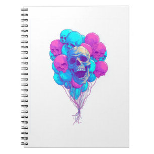 Caderno Espiral Para cima e osso - Crânio flutuante engraçado