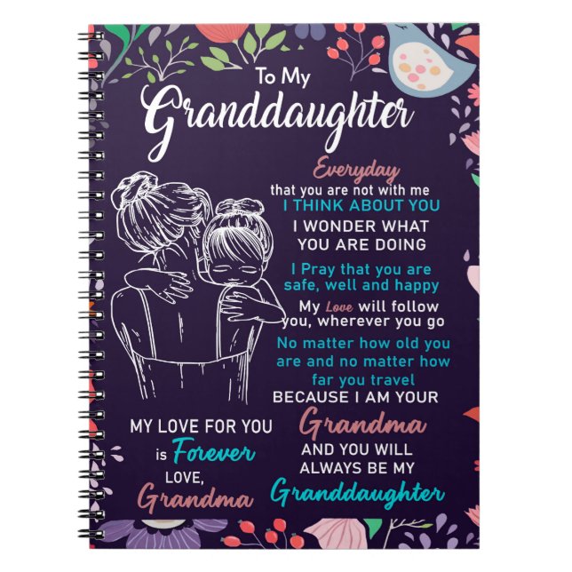 Caderno Espiral Para Minha Avó Presente Da Vovó, Flor Lover (Frente)