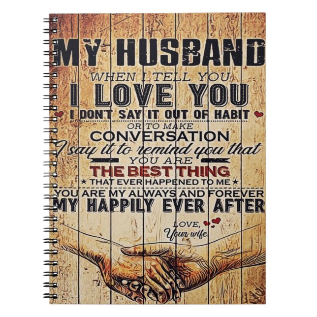 Caderno Espiral Para o meu marido Decor, Letra de amor (Frente)
