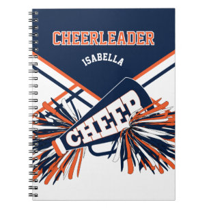 Caderno Espiral Para um Cheerleader - Azul Marinho, Branco e Laran