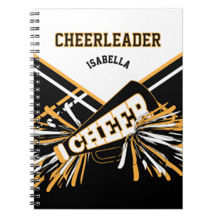 Caderno Espiral Para um Cheerleader - Branco, Dourado e Preto