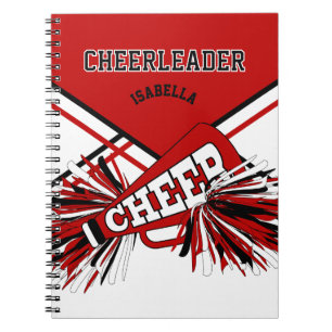 Caderno Espiral Para um Cheerleader - Vermelho, Branco e Preto