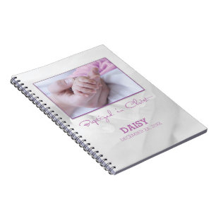 Caderno Espiral Parabéns de batismo para bebês personalizados