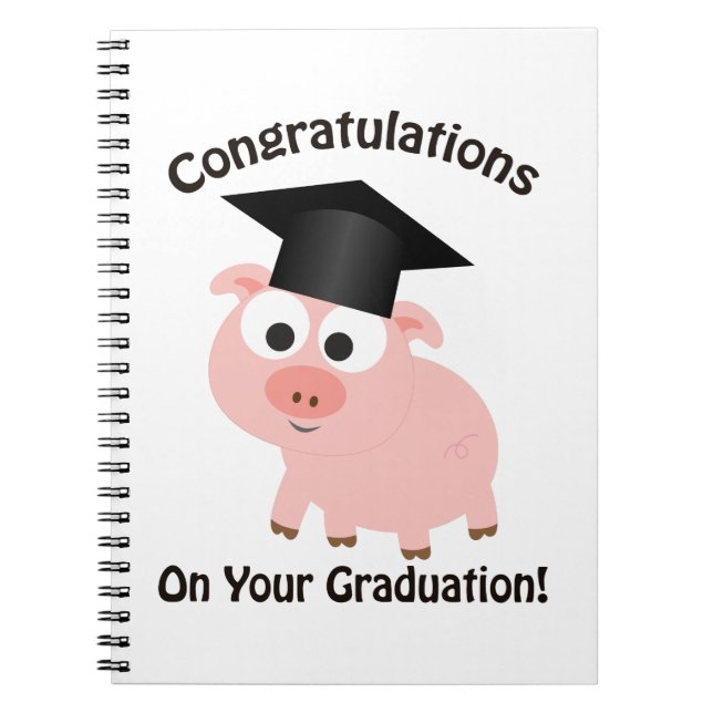 Caderno Espiral Parabéns em sua graduação! Porco (Frente)