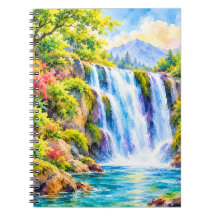 Paraíso Sonhador da Cachoeira em Aquarela