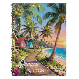 Caderno Espiral Paraíso Tropical Casa de Praia Personalizada
