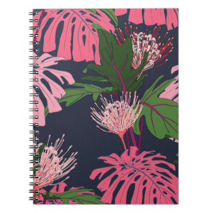 Caderno Espiral Paraíso Tropical: Folhas Exóticas e Flores