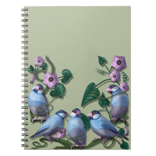 Caderno Espiral pardais-de-java