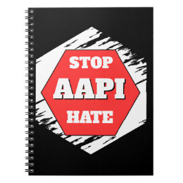 Caderno Espiral Pare com o Ódio AAPI Retangular