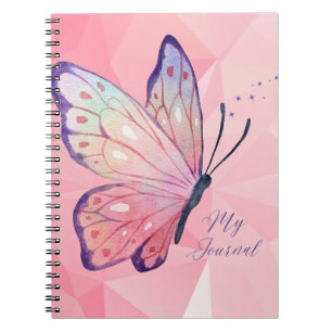 Caderno Espiral Parede de diamante com borboleta personalizada