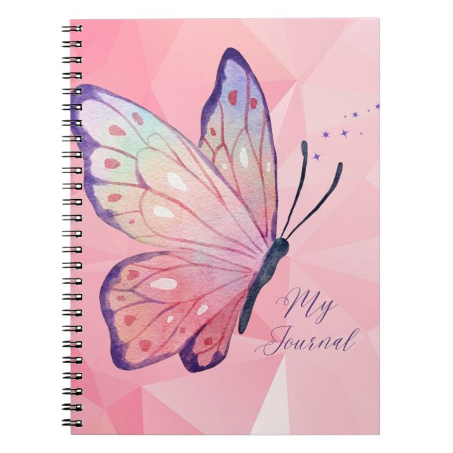 Caderno Espiral Parede de diamante com borboleta personalizada (Frente)