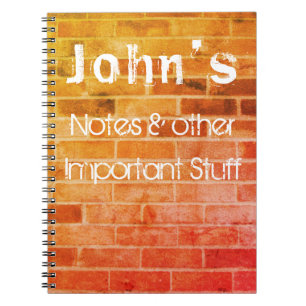 Caderno Espiral Parede de tijolo no Jotter alaranjado e amarelo