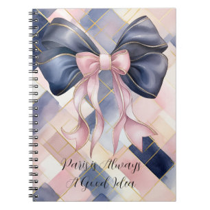 Caderno Espiral Paris é Sempre Uma Boa Ideia Laço Rosa Azul