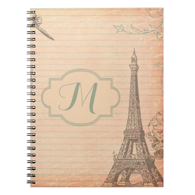 Caderno Espiral Paris França Eiffel Tower Shabb Monograma — Livro  (Frente)
