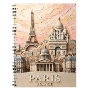 Caderno Espiral Paris França Europa Moderno Pastel Texturizado Via