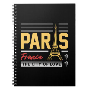 Caderno Espiral Paris França Torre Eiffel Tipografia de Viagem Ret