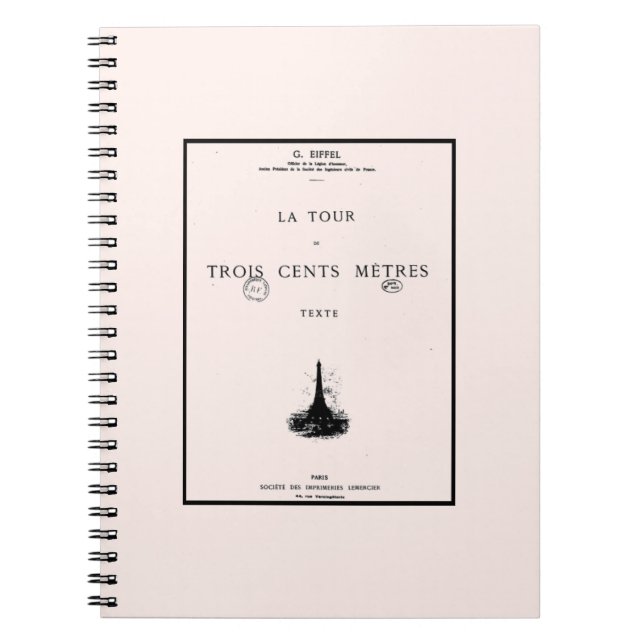 Caderno Espiral Paris La Tour Eiffel Eiffelturm Eiffel torre Notiz (Frente)