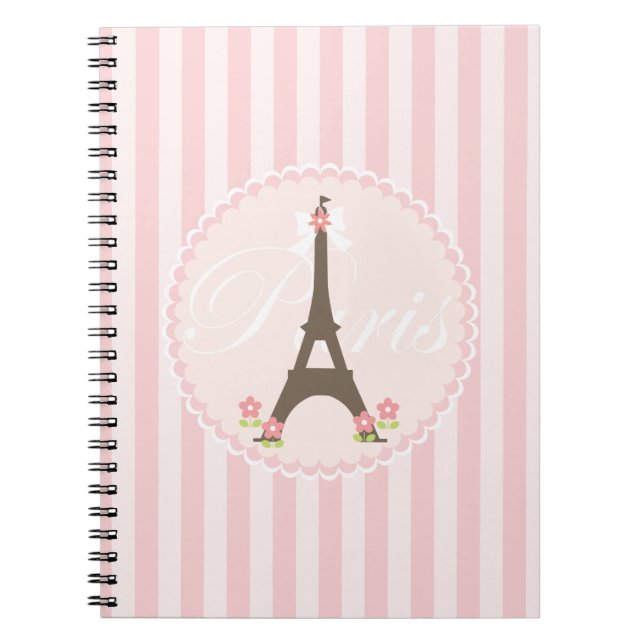 Caderno Espiral Paris no primavera feminino (Frente)